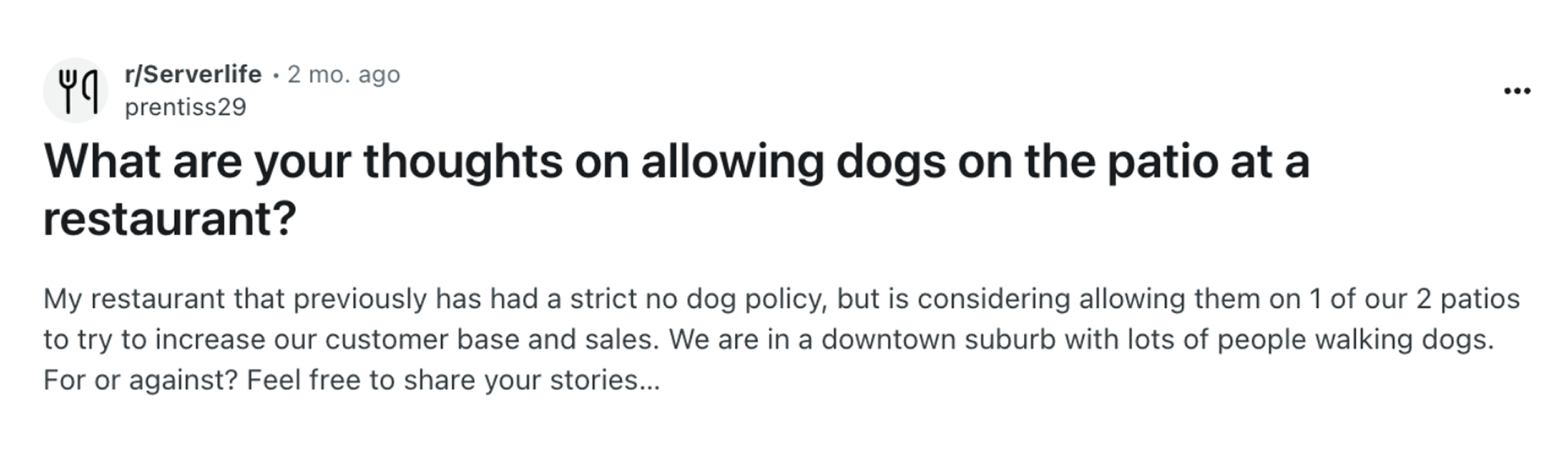 Thoughts on allowing dogs on the patio?